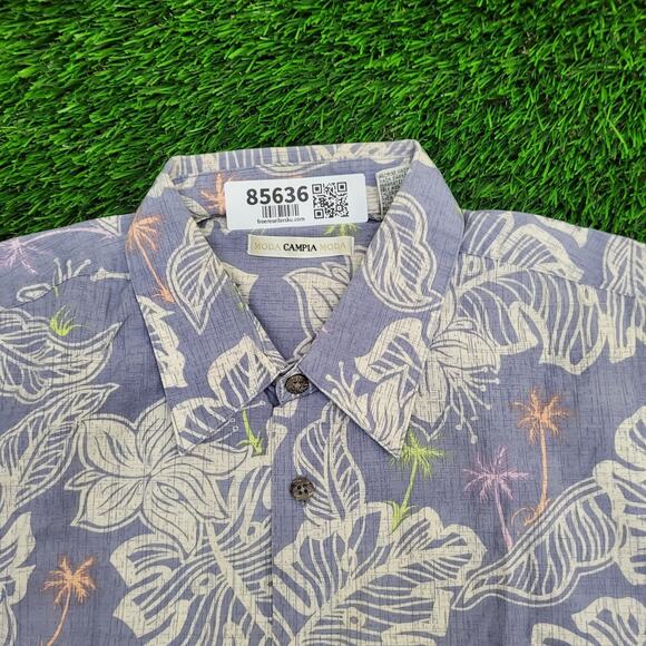 Campia Moda Hawaiian Floral Shirt XL 24x29 Purple Summer AOP - Picture 7 of 13